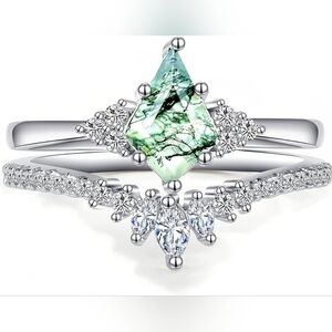 Moss Agate Engagement Ring